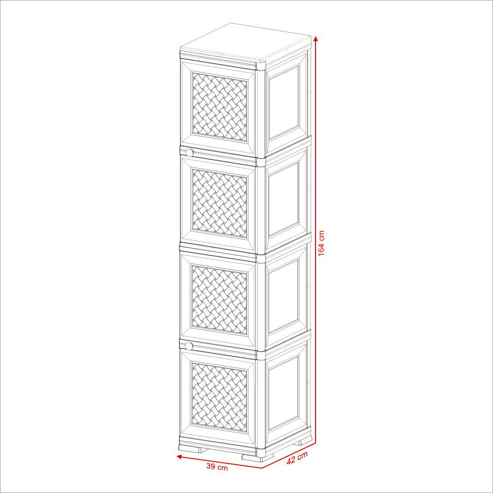 Mueble Organizador Elegance Donatello Rattan color Gris para Habitación.