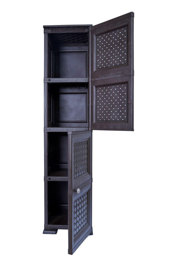 Mueble Organizador Elegance Donatello Rattan color Wengue para Habitación.