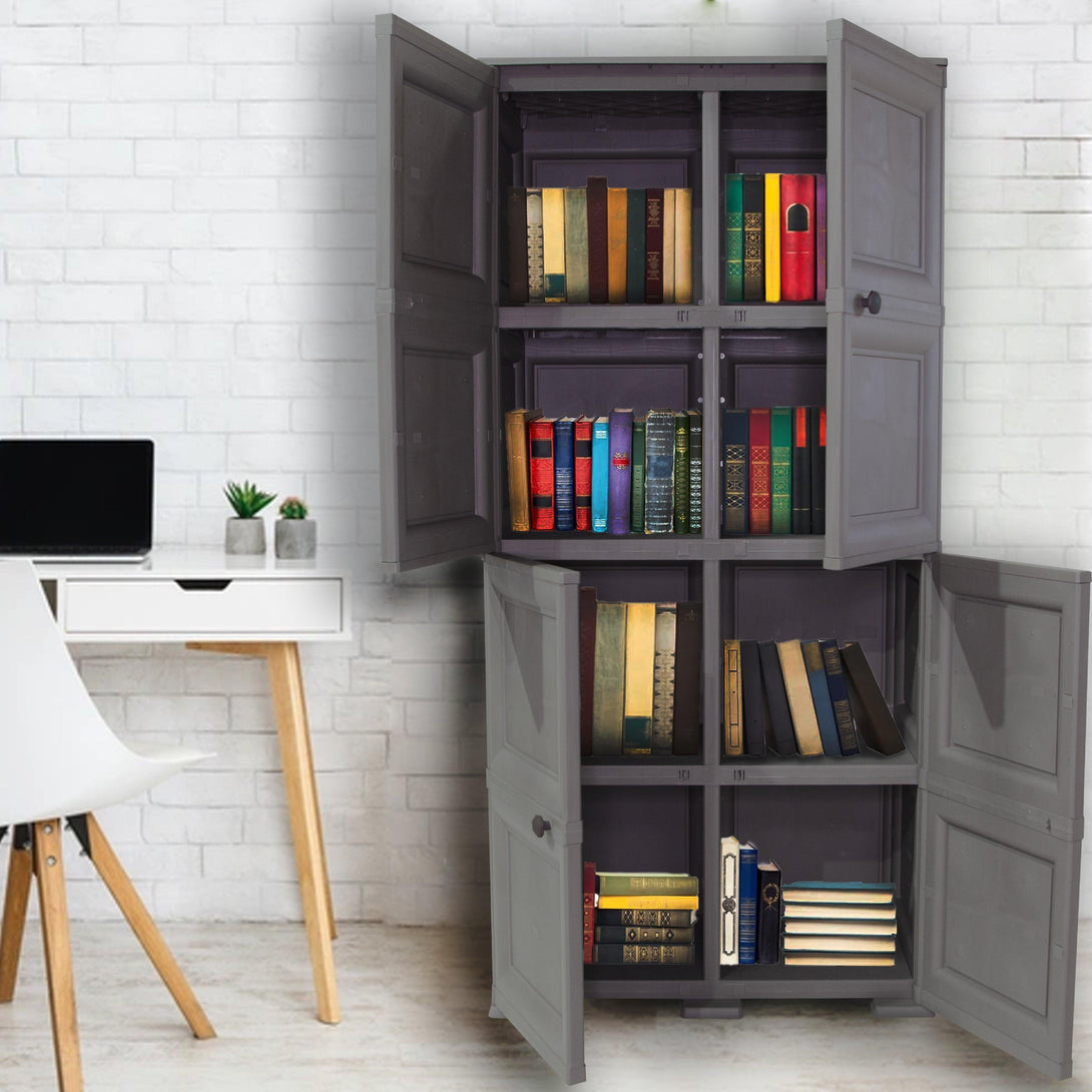 Mueble Organizador Elegance Liso Da Vinci, Cocoa, con Cuatro Puertas Batientes - VIRTUAL MUEBLES