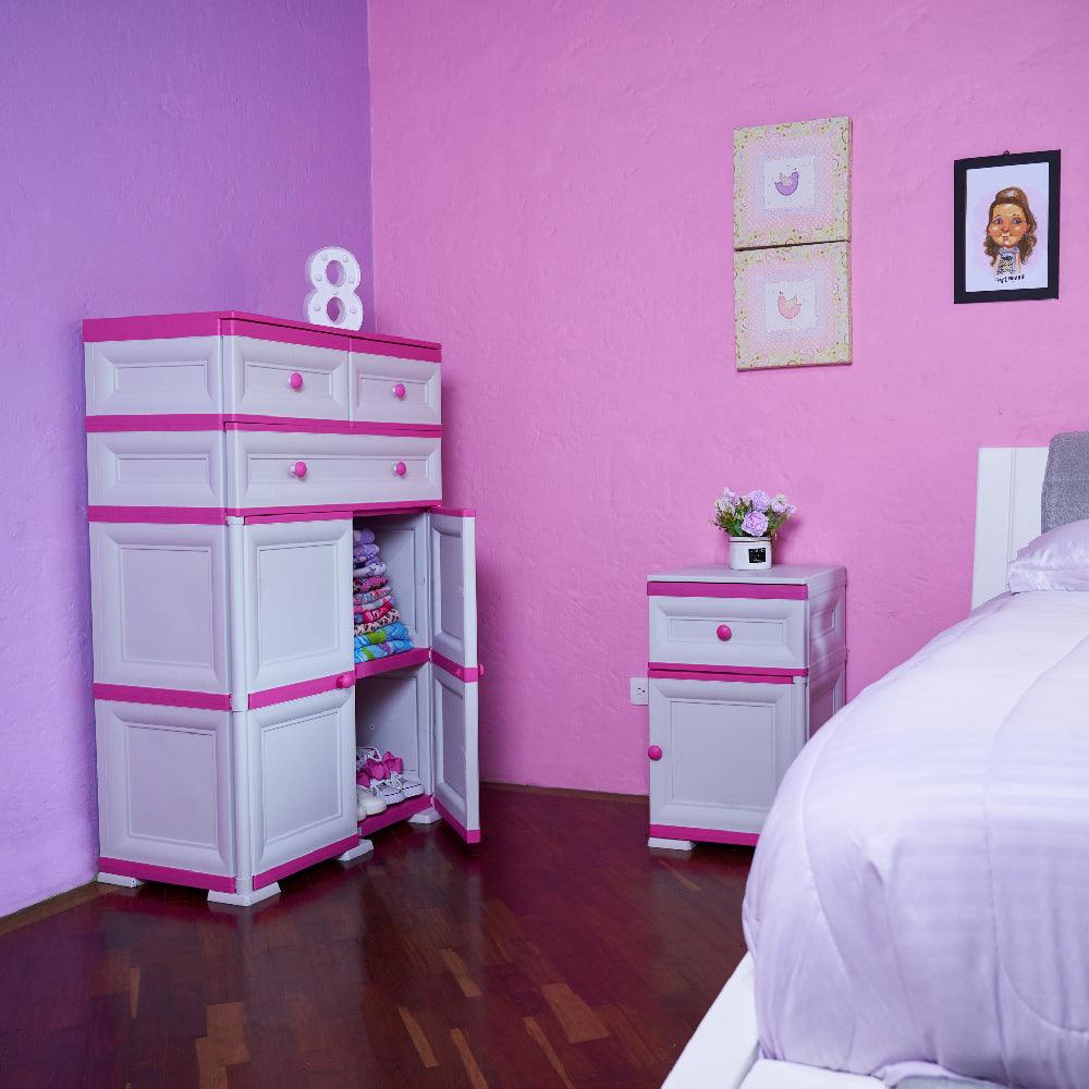 Mueble Organizador Elegance Picasso Infantil color Fucsia para Habitación.