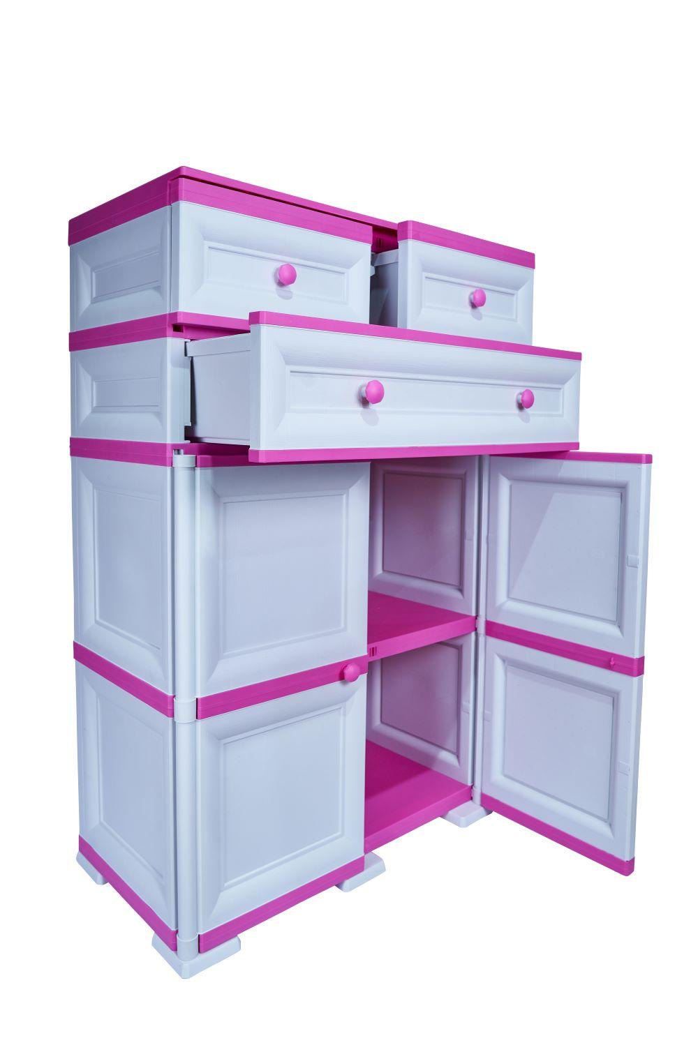 Mueble Organizador Elegance Picasso Infantil color Fucsia para Habitación.