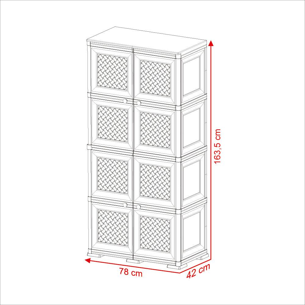 Mueble Organizador Elegance Rattan Da Vinci color Blanco Perla para Habitación.