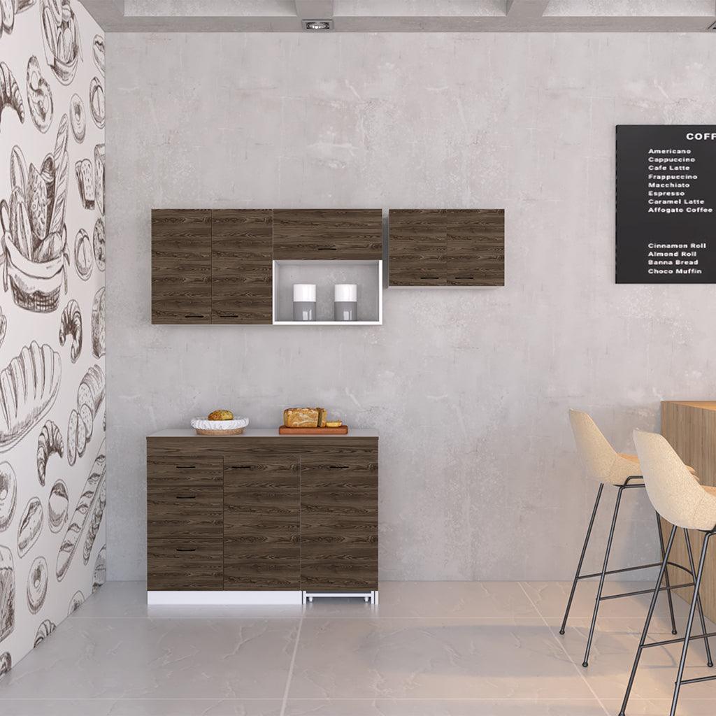 Mueble Multiusos Amatista, Chocolate y Blanco, con Amplia Capacidad de Almacenamiento, No Incluye Mesón - VIRTUAL MUEBLES