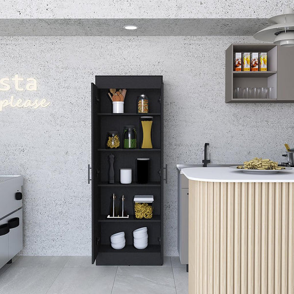 Mueble Multiusos Barlovento, Wengue, con Cinco Entrepaños y Dos Puertas Batientes - VIRTUAL MUEBLES