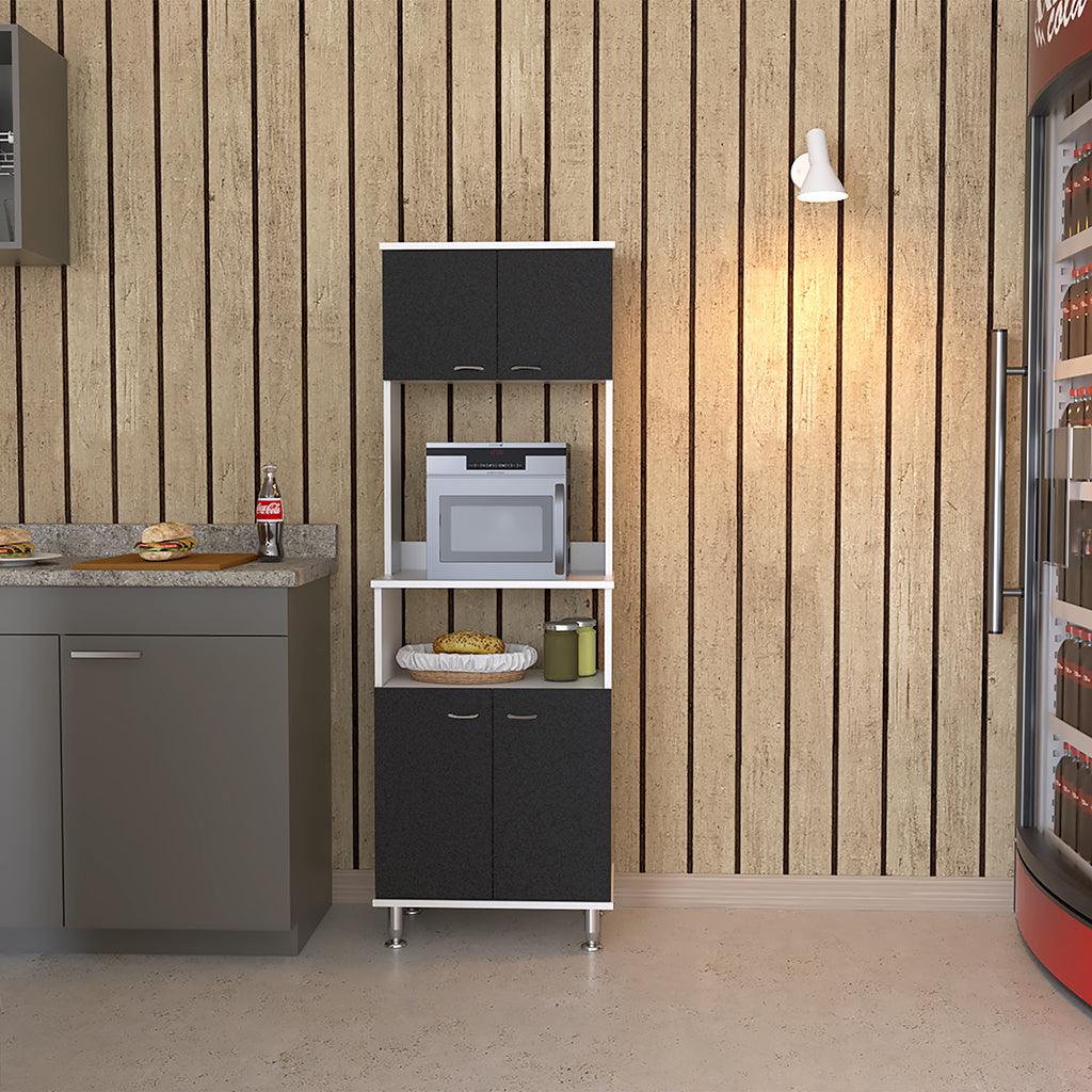 Mueble Multiusos Catina, Blanco y Wengue, con Gran Capacidad de Almacenamiento - VIRTUAL MUEBLES