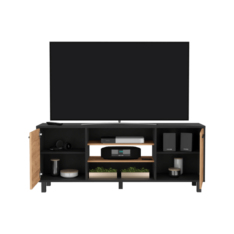 Mesa Para Tv Wesley, Wengue y Miel, con Espacio Para Televisor de 65 Pulgadas ZF - VIRTUAL MUEBLES