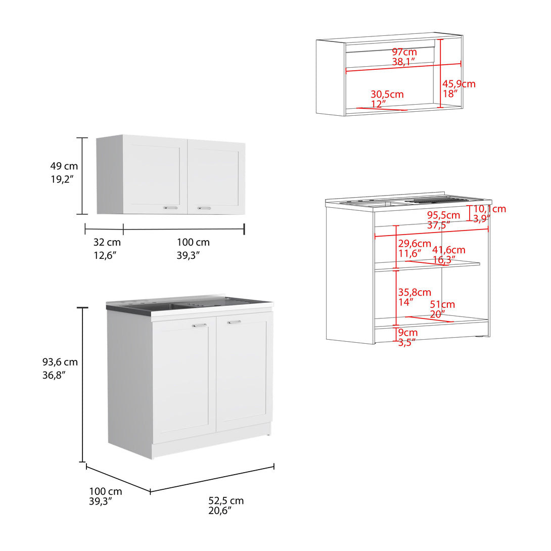 Cocina Integral Toronto, Blanco, Incluye Mesón Izquierdo - VIRTUAL MUEBLES