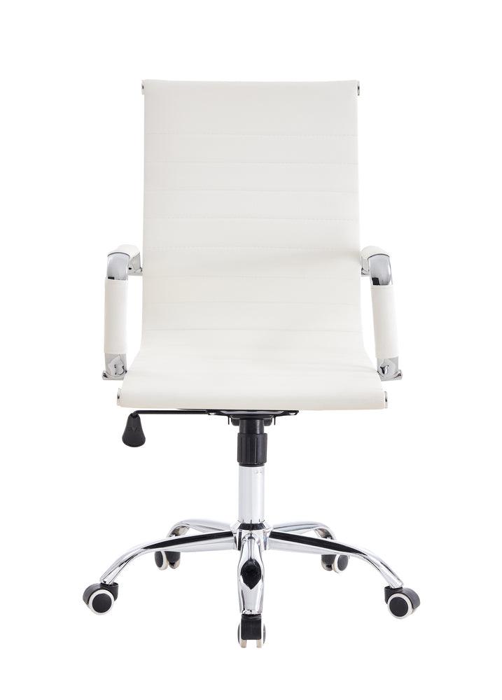 Silla Oficina X-56W, Blanca, con Cómodo Espaldar y Rodachines - VIRTUAL MUEBLES