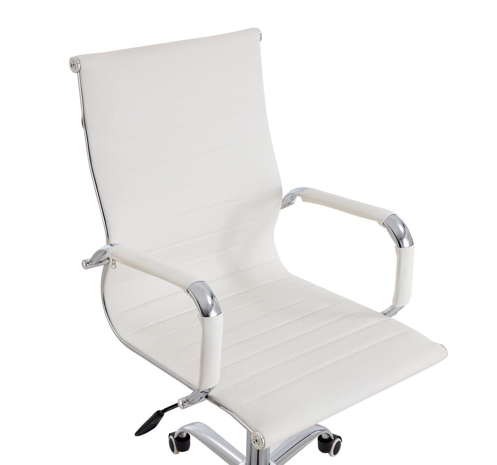 Silla Oficina X-56W, Blanca, con Cómodo Espaldar y Rodachines - VIRTUAL MUEBLES