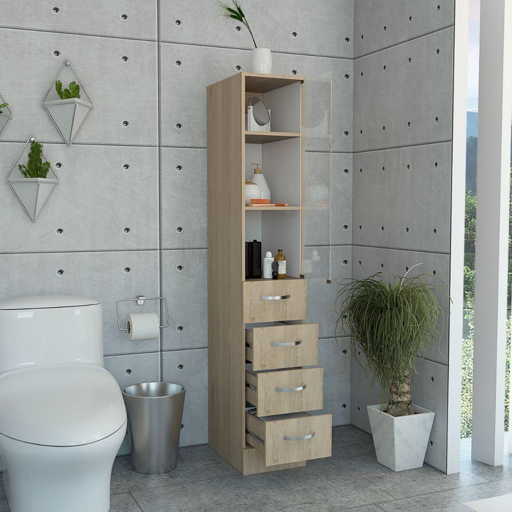 Mueble Auxiliar de Baño Picasso color Beige y Blanco para Baño.