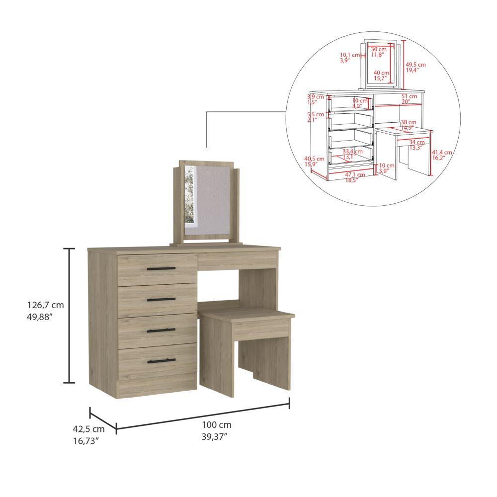 Mueble Tocador Wesley color Beige y Blanco para Habitación.